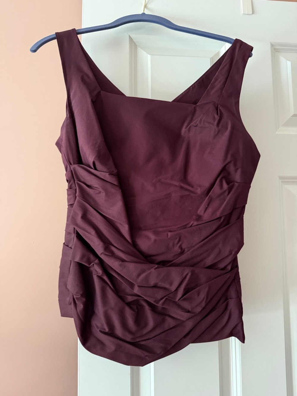 Ann Taylor Draped Sleeveless Tank Top in Deep Plum